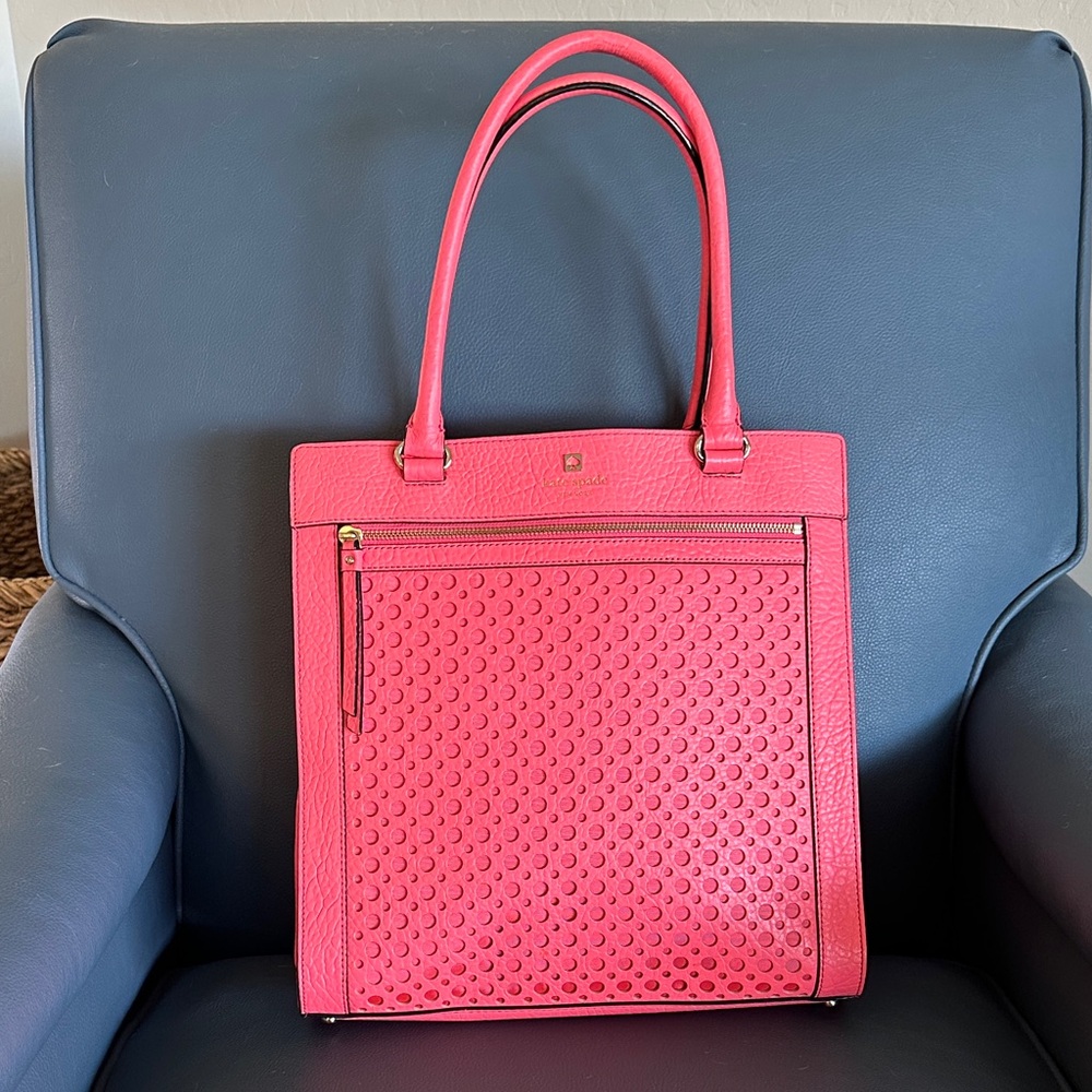 Kate Spade Coral Tote with Punch-hole Detail